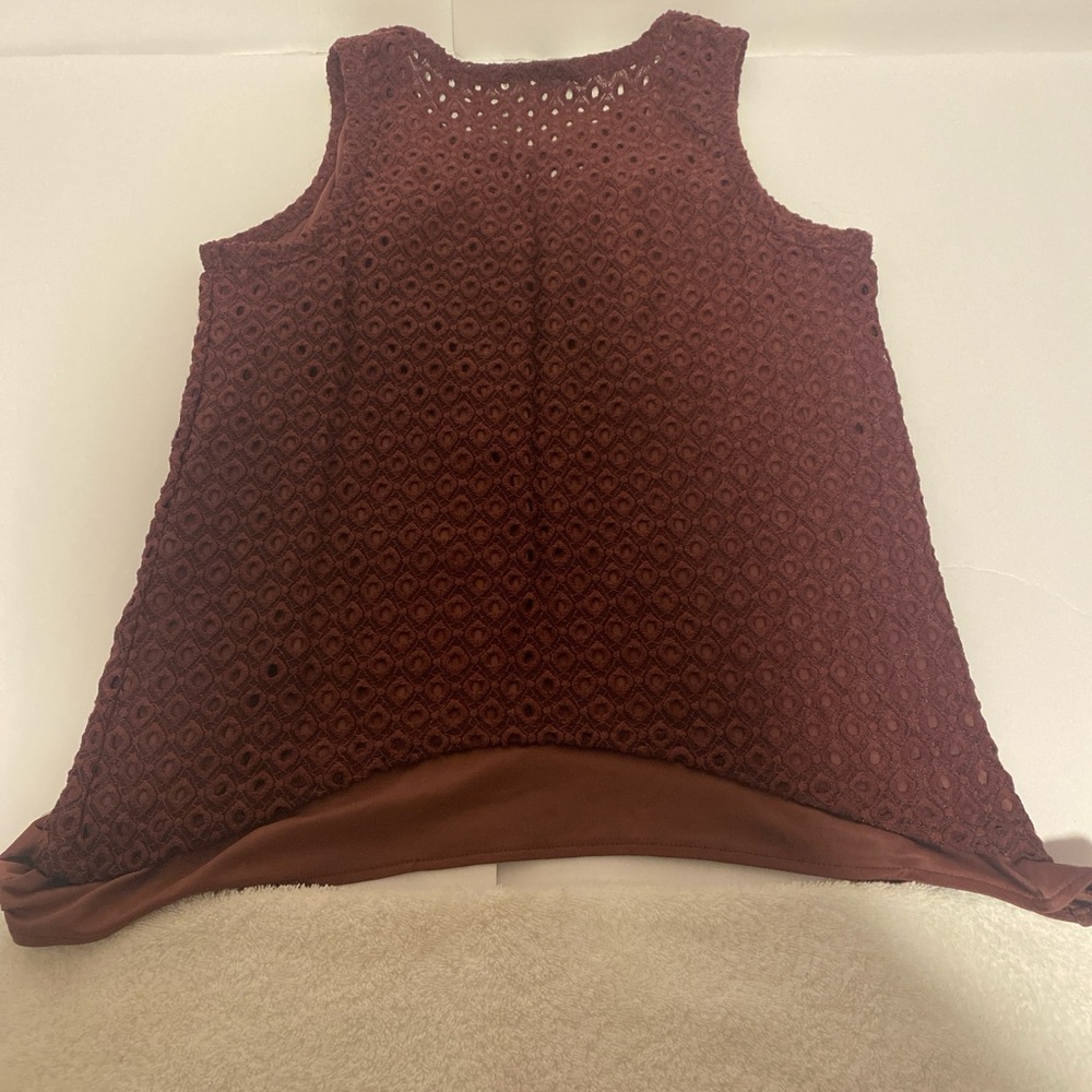 Simply Vera Vera Wang Rich Brown Lace Tank Top
